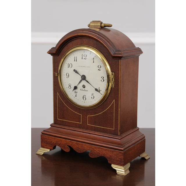 Traditional Je Caldwell Chelsea Mahogany Mantle Clock For Sale - Image 3 of 16