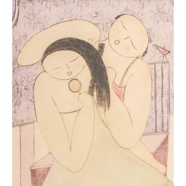 Contemporary Eng Tay "Makeup" Etching in Colors, 1987 For Sale - Image 3 of 10