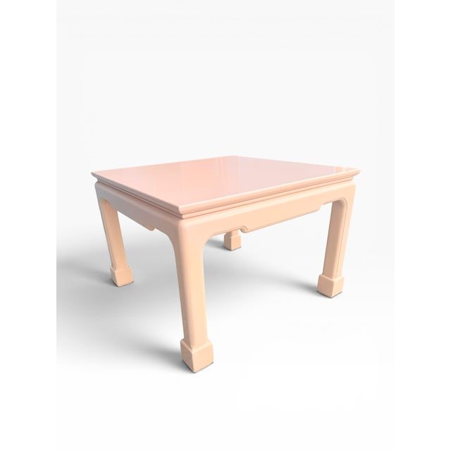 Late 20th Century Vintage Peach Lacquer Chinoiserie Side Tables – Pair For Sale - Image 5 of 13