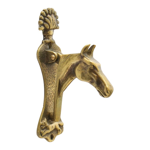Antique English Brass Horse Doorknocker For Sale
