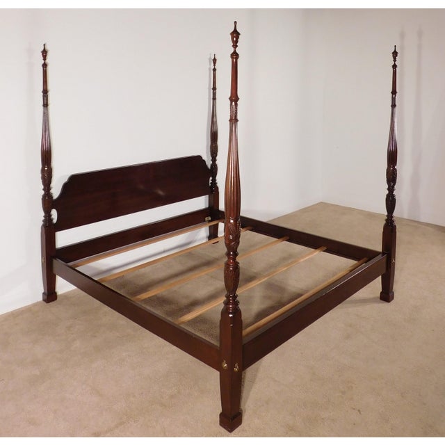 Ethan Allen Georgian Court King Kingsize Dark Cherry #225 Finish Poster Bed#1 For Sale - Image 15 of 17