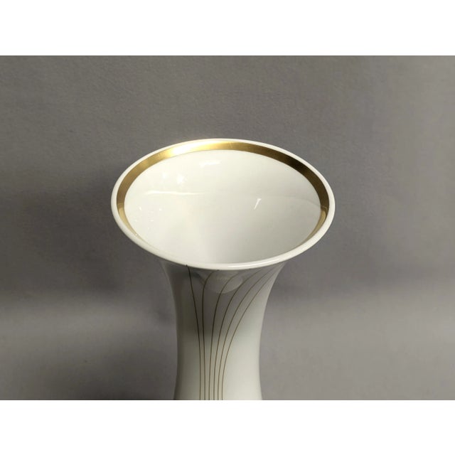 White & Gold German Porcelain Vase - By Hutscheneruther For Sale - Image 9 of 11