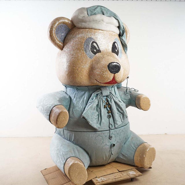 Blue Large Polystyrene and Sequin Bear For Sale - Image 8 of 8