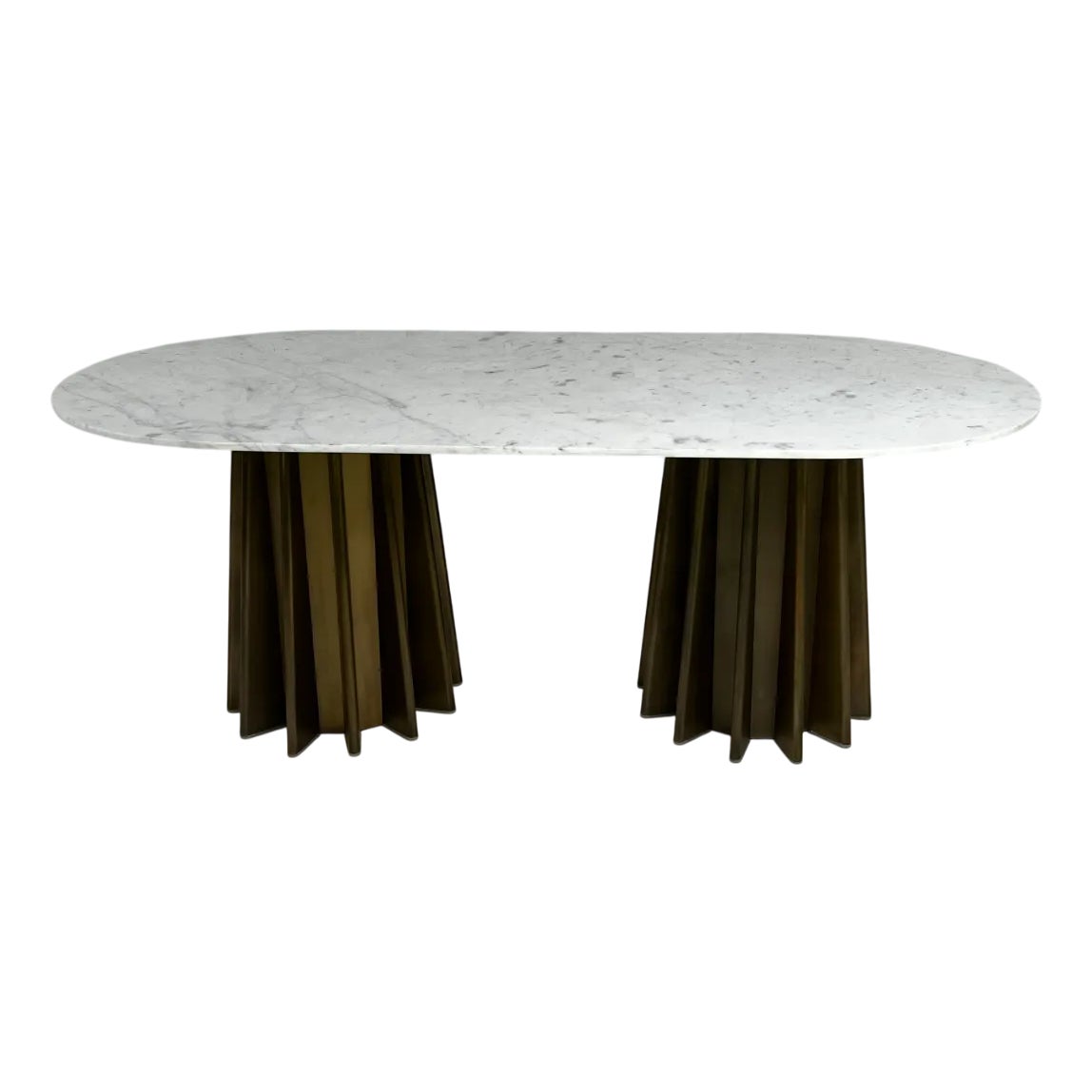 Ari Oval Dining Table in Marble and Metal by Henri Paris | Chairish