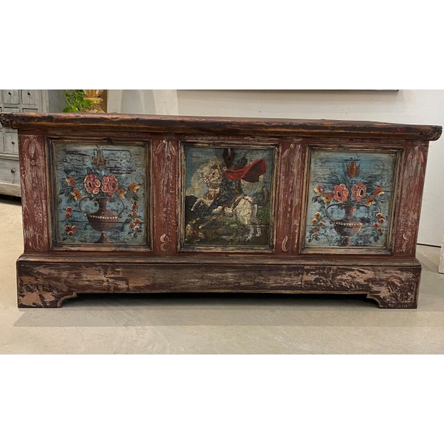 Beautiful hand painted Austrian Coffer with flat top will be a sure winner in your home! From use as storage to a fabulous...
