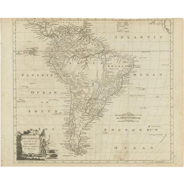 Map of South America of Chili, 1775 For Sale