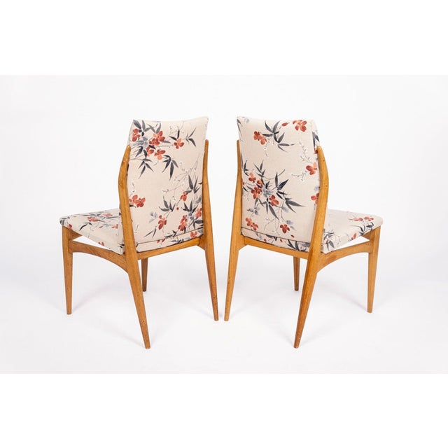Wood Vintage Mid Century Wood & Floral Fabric Side Chairs, 1950s For Sale - Image 7 of 12