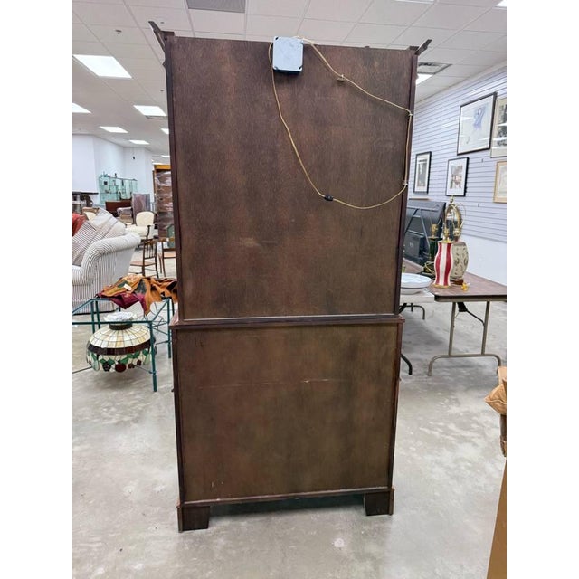 Vintage Geogre II Styl Bured Wood Yew Wood 2 Part Bookcase and Secretary Desk For Sale - Image 18 of 18