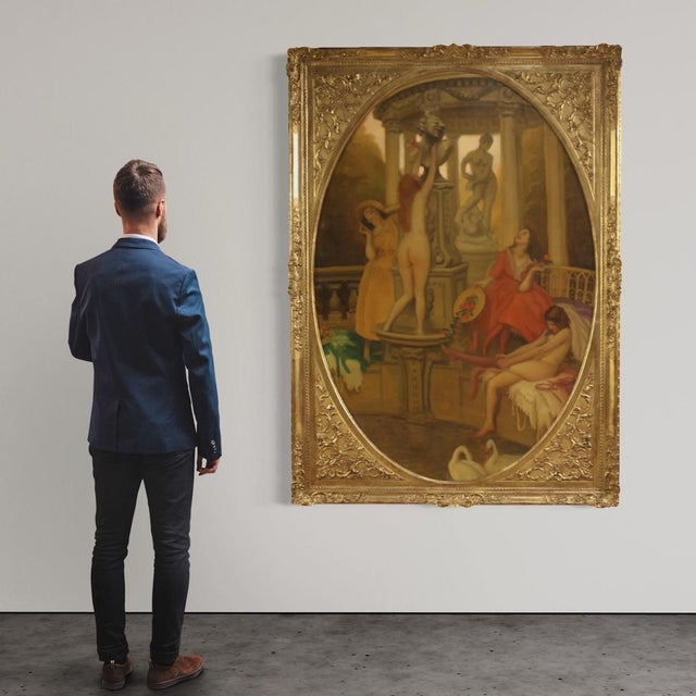 A. Protti, the Swans, 1930, Oil on Canvas For Sale - Image 12 of 15