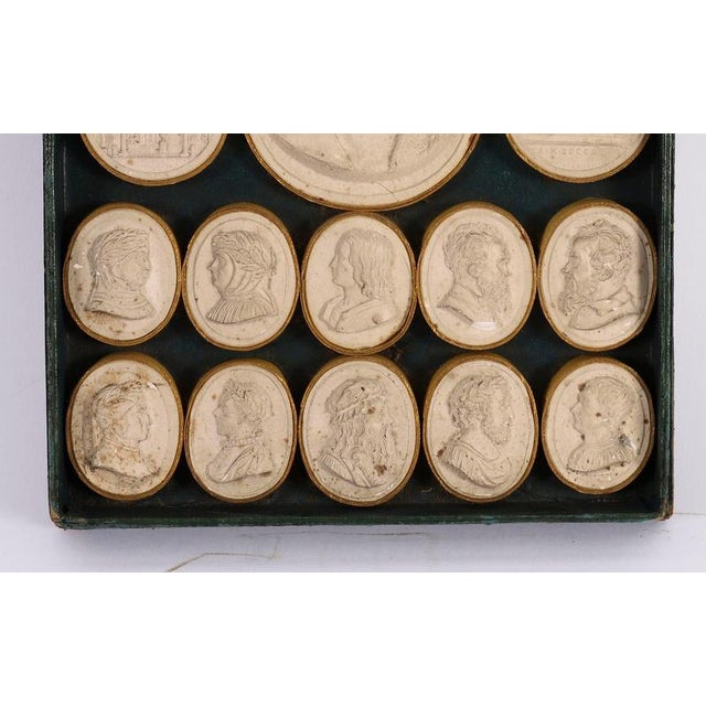 Antique 18th Century Grand Tour Plaster Intaglios in Leather & Marble from Pietro Bracci For Sale - Image 3 of 10