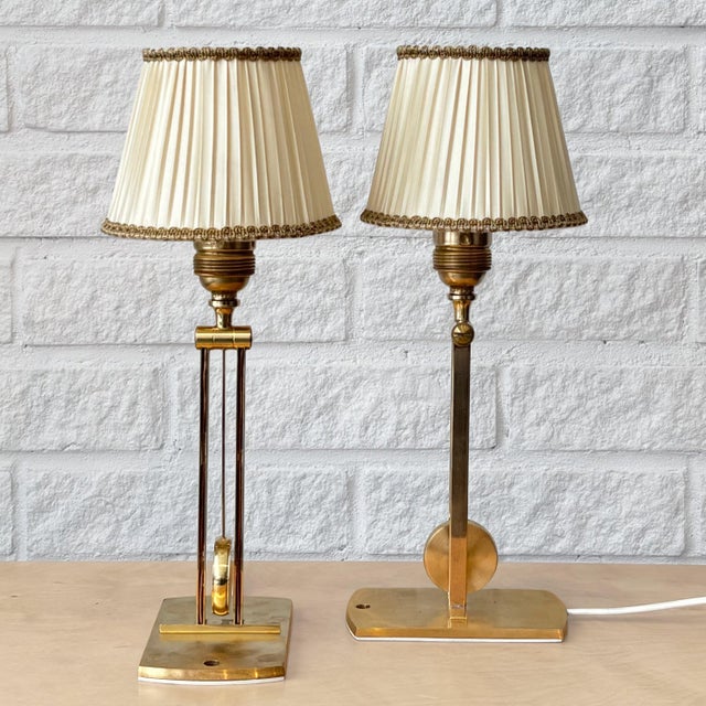 Le Klint Mid-Century Scandinavian Table or Wall Lamps in Brass by Kaare Klint for Le Klint, Denmark, 1950s, Set of 2 For Sale - Image 4 of 15