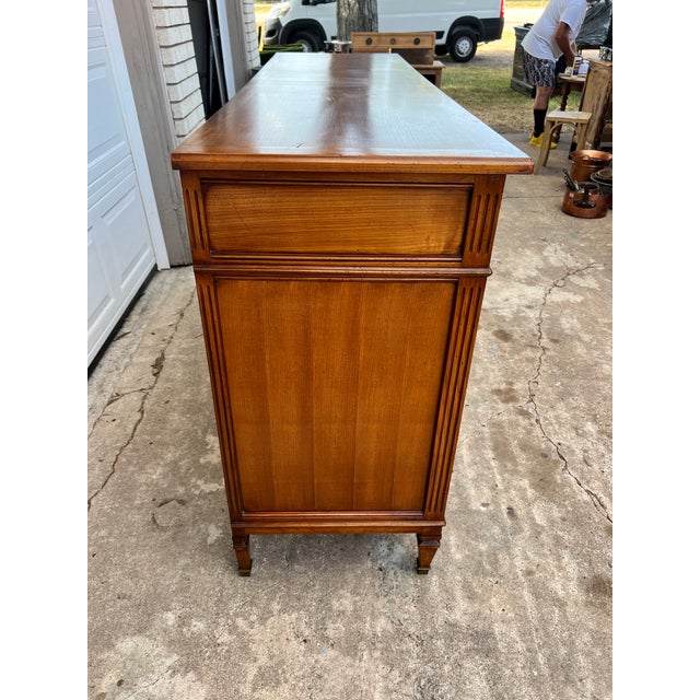 Copper French 19th Century Louis XVI Walnut Three Door Sideboard For Sale - Image 8 of 12