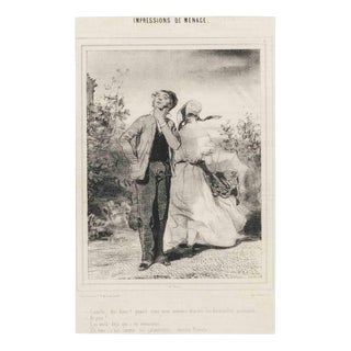 Paul Gavarni, Impressions of Ménage, Plate 1, Mid-19th Century, Lithograph For Sale