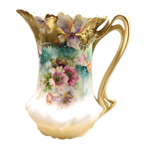 1940s Shaped Chocolate Pot With Dimensional Flower Details and No Lid