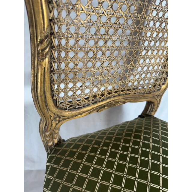 Rococo Style Giltwood Cane Chair With Upholstered Seat, Side Chair For Sale - Image 11 of 12