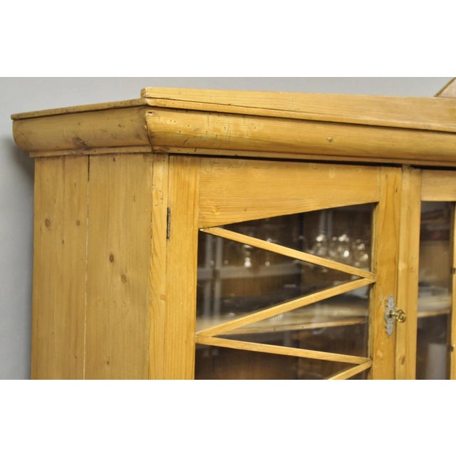 Antique French Country Provincial Pine Wood Buffet Cupboard China Cabinet Hutch For Sale - Image 18 of 18