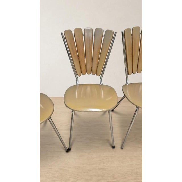 Vintage Fan-Back Dining Chairs with Beige Leatherette Upholstery, 1960s, Set of 6 For Sale - Image 11 of 18