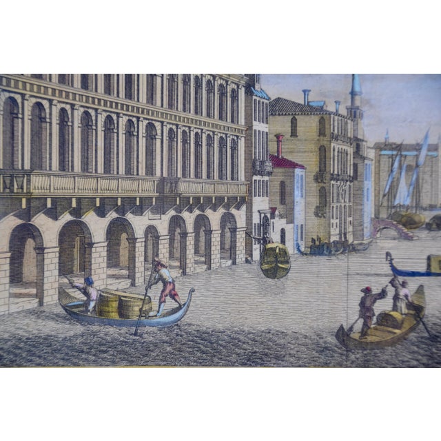 An early 18th century hand colored engraving of a scene of the city of Venice, Italy entitled "Palazzo Lin, a. S. Samuele...