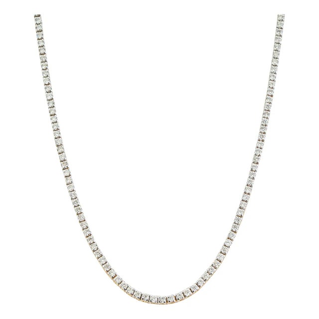 1.17ct Round Brilliant Diamond Tennis Necklace in 18k Yellow Gold- 18 Inch For Sale