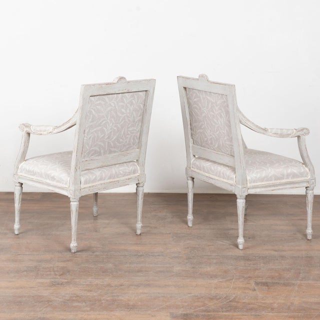 Pair, 19th Century Swedish Gustavian Gray Painted Armchairs For Sale - Image 18 of 18