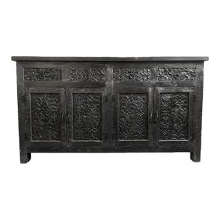Black Mango Carved Sideboard Credenza For Sale