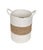 2000 - 2009 Vintage Coastal Two-Tone Woven Seagrass & Rope Storage Basket With Handles For Sale - Image 5 of 12