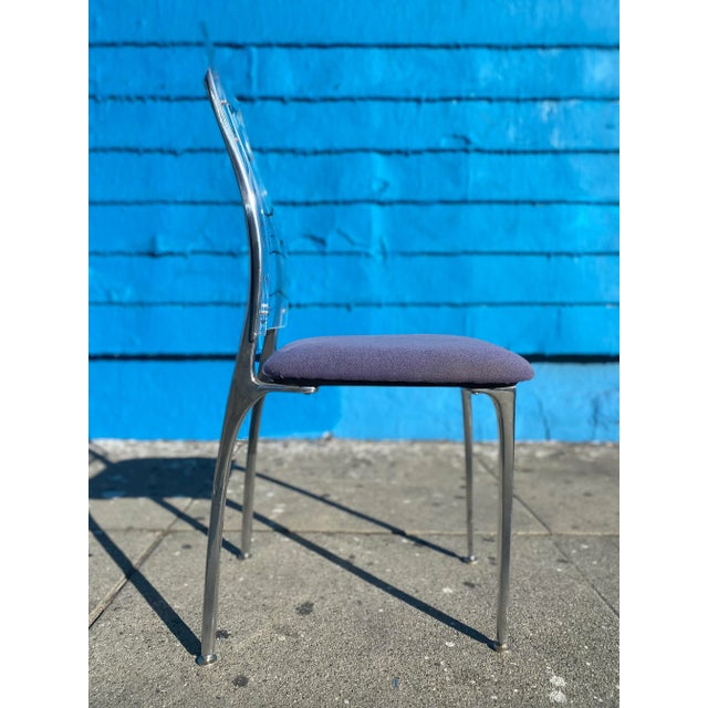 Modern Post Modern Purple Lucite and Steel Accent Chair For Sale - Image 3 of 8