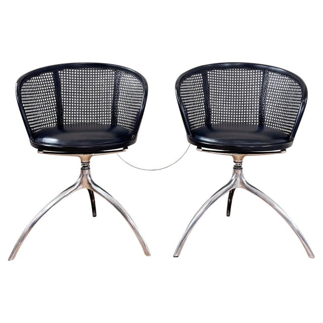 Black Pair Rizzatto Alias 901 Young Lady Chair W/ Black Seat & Cane Aluminum Frame-2pc (4 Avail.) For Sale - Image 8 of 16