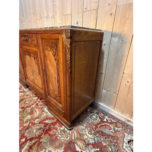 Art Deco Sideboard in Oak with Green Marble Top For Sale - Image 5 of 8