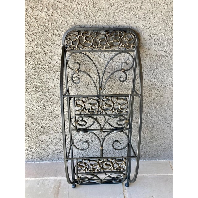 Late 20th-Century Spanish Revival-Inspired Steel & Cast Iron Easel Back Floor Media Stand For Sale In Austin - Image 6 of 13