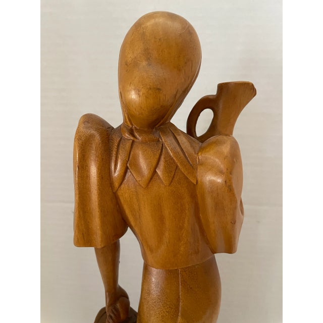 1950s Vintage Val Robbins Old World Teakwood Sculpture Marked For Sale - Image 5 of 10