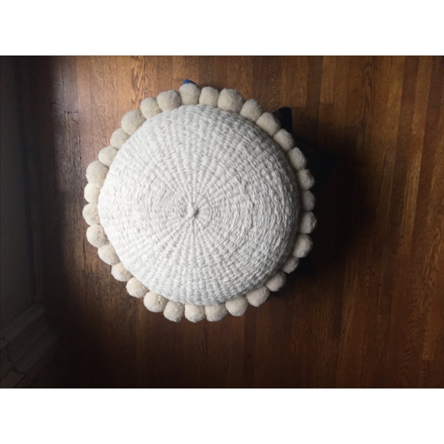 Large Bohemian Round Wool Floor Pillow With Poms Chairish