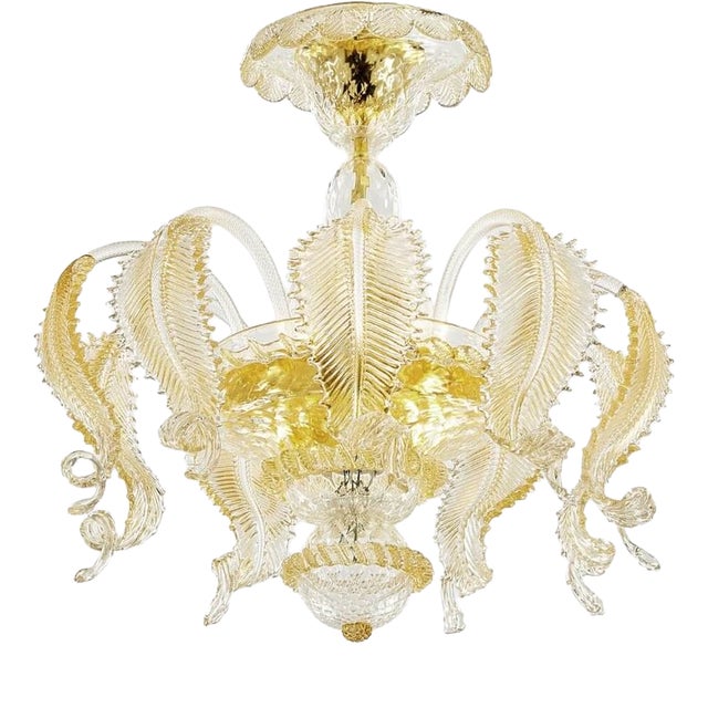 Murano Crystal Gold Ceiling Lamp by AZ Home For Sale