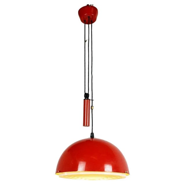 Mid-Century Italian Metal and Brass Counterweight Pendant Lamp, 1960s For Sale - Image 12 of 12