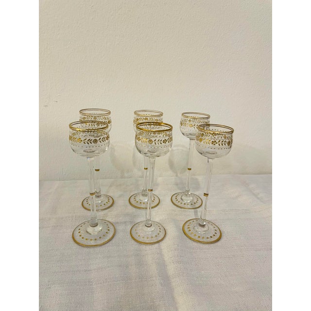 Glass Antique Art Nouveau Liqueur Glasses from Theresienthal, 1900s, Set of 6 For Sale - Image 7 of 7