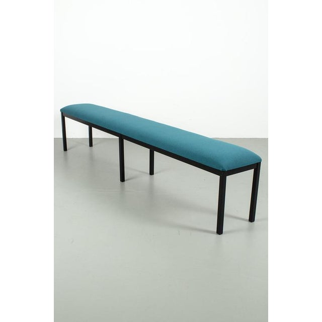 Teal Large Vintage Upholstered Bench For Sale - Image 8 of 8