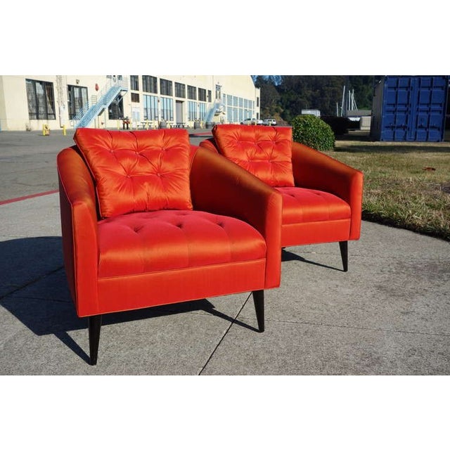 Mid-Century Modern Satin Chairs - A Pair For Sale - Image 4 of 6