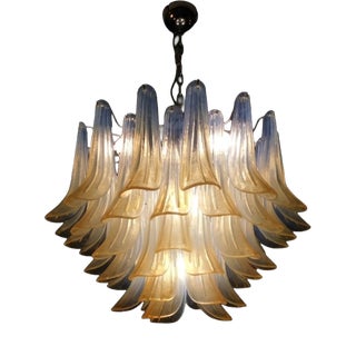 Chandelier with Opal Tulip Murano Glass, 1972 For Sale