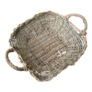 Late 19th Century French Rustic Twig Basket Tray With Handles For Sale