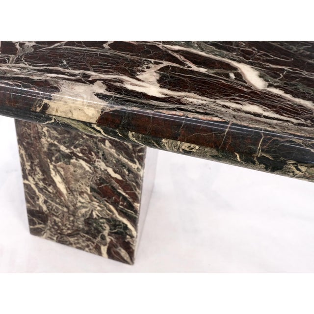 Black Pair of Square Black & Dark Red & White Veins Marble Side End Tables Stands Mint For Sale - Image 8 of 13