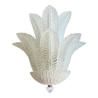 Venetian Transparent “Graniglia” Leaves” Murano Glass Wall Sconce by Simoeng For Sale
