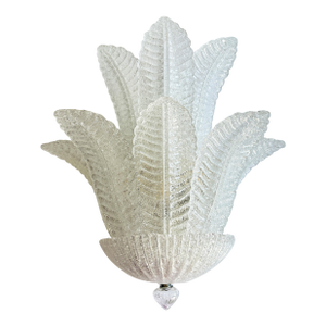 Venetian Transparent “Graniglia” Leaves” Murano Glass Wall Sconce by Simoeng