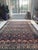 1920s Cotton-Candy Hydrangea with Protective Evil Eye Antique Bibikkibad Rug 8.7 x 11.9 For Sale - Image 5 of 14