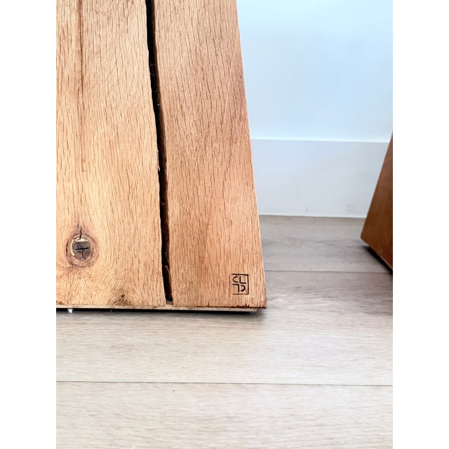 Christian Liaigre Pair of Christian Liaigre Nagato Side Tables | Signed White Oak For Sale - Image 4 of 5