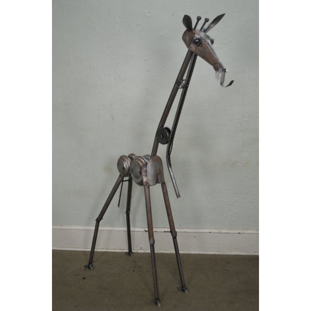 Richard Kolb Yardbirds 6.5 ft Tall Recycled Metal Giraffe Sculpture