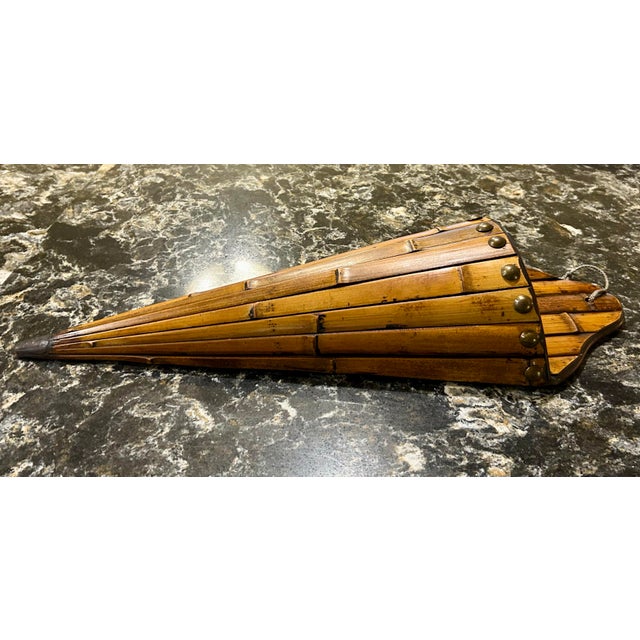 Large, Bamboo, Wall Pocket Planter, With Brass Studs, 1980’s For Sale - Image 4 of 10