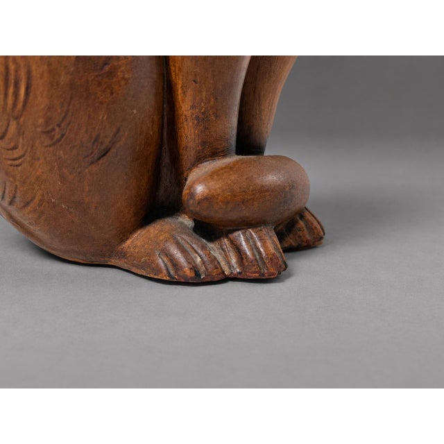 Brown Italian c.b. Bassano Terracotta Majolica Cat on Cushion, Circa 1960s For Sale - Image 8 of 9