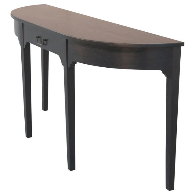 Wood Walnut Bowfront Console Table, Made to Order by Petersen Antiques For Sale - Image 7 of 7