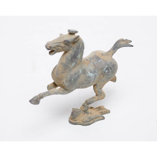 Lawrence & Scott Verdigris Bronze Galloping Horse on Flying Swallow