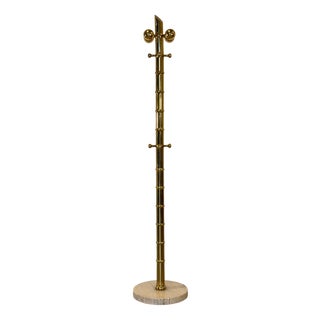 Floor Coat Rack in Brass and Faux Bamboo in the style of Maison Bagues, 1970s For Sale